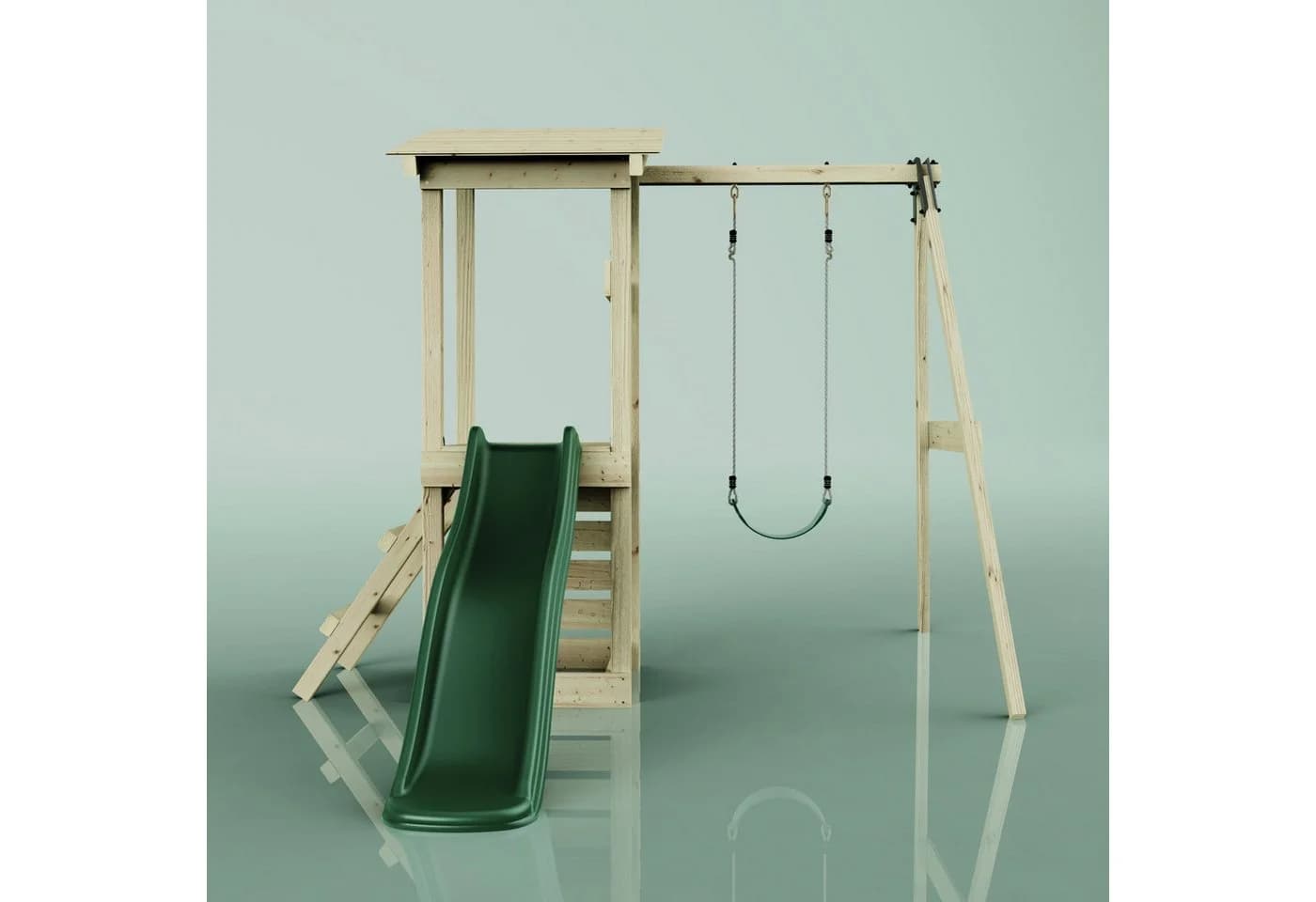 OutdoorToys Spielturm Lyon aus Holz mit Kinderschaukel & Rutsche, Kletterwand - Bild 3