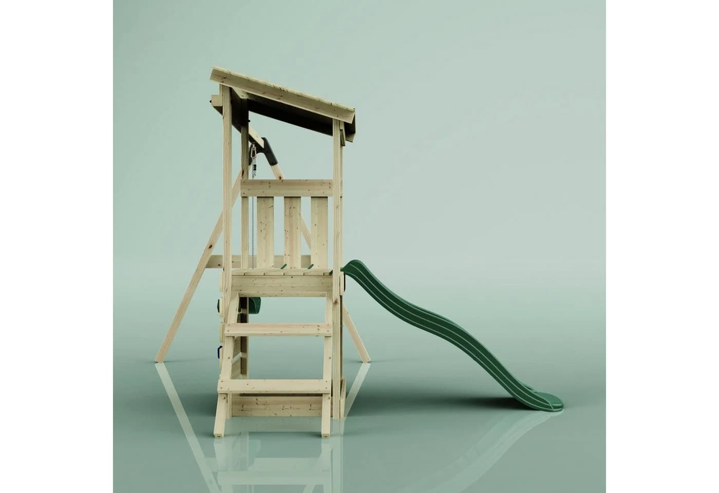 OutdoorToys Spielturm Lyon aus Holz mit Kinderschaukel & Rutsche, Kletterwand - Bild 4