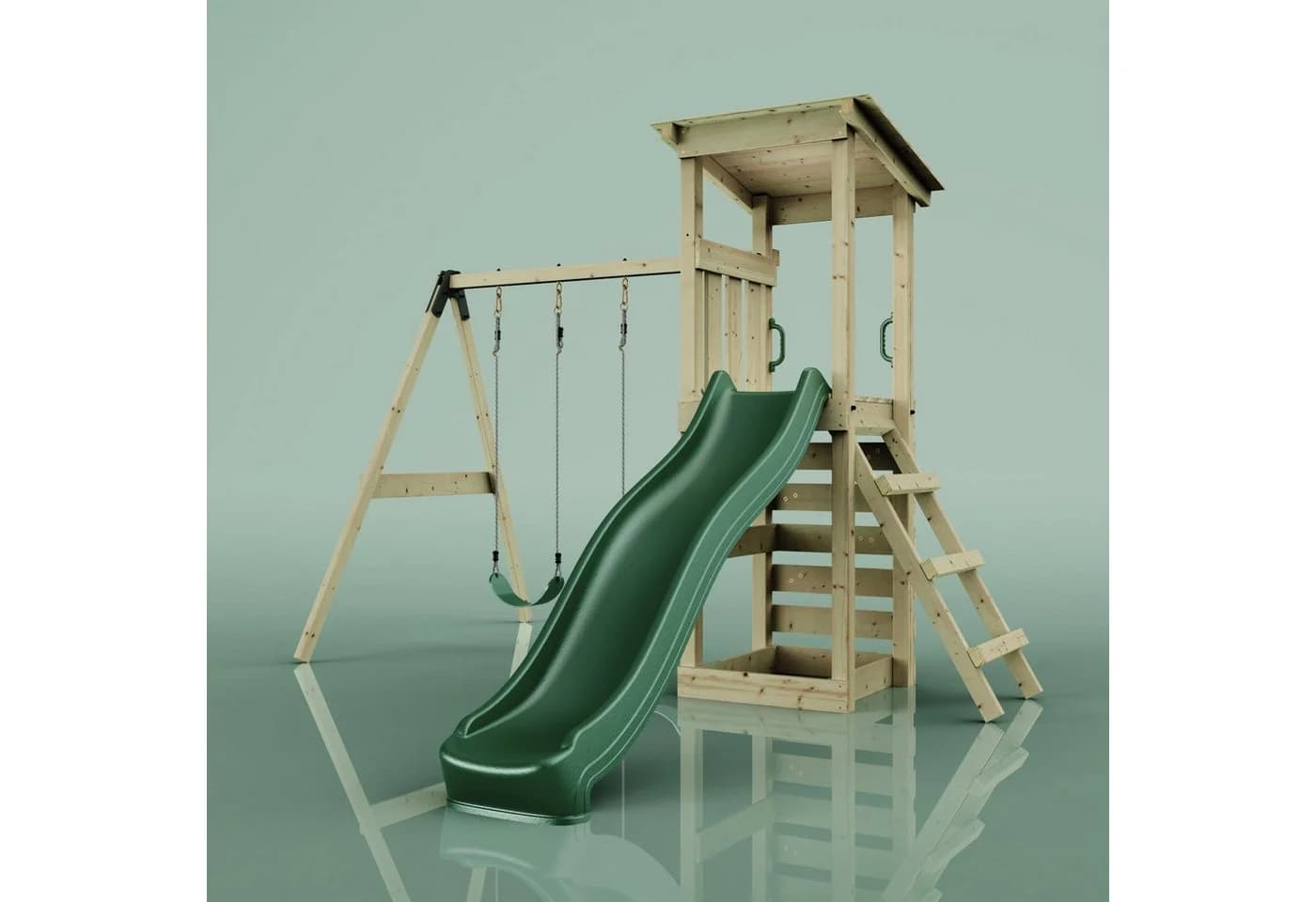 OutdoorToys Spielturm Neapel Holz Doppelschaukel Rutsche Kletterwand