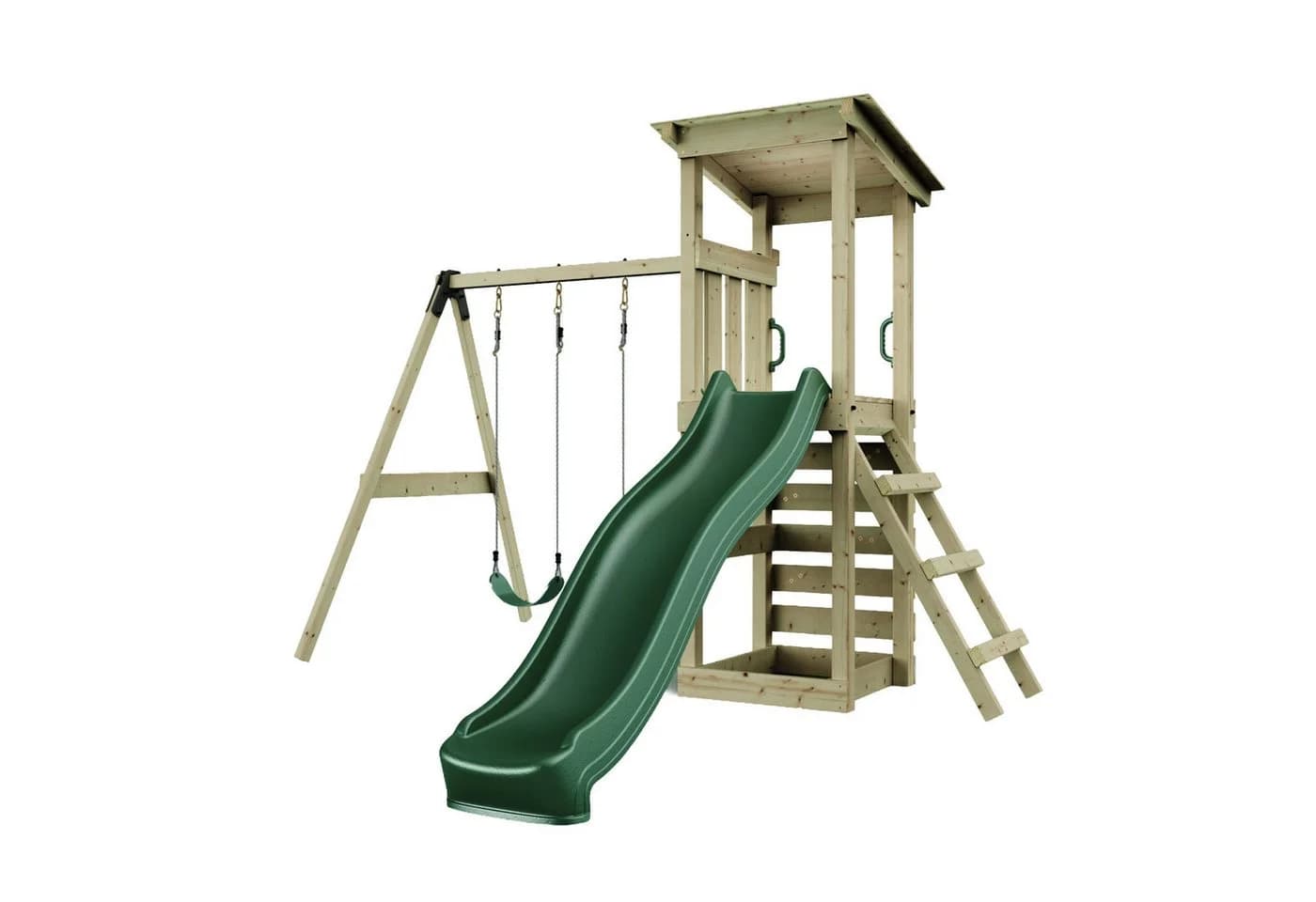 OutdoorToys Spielturm Neapel Holz Doppelschaukel Rutsche Kletterwand - Bild 2