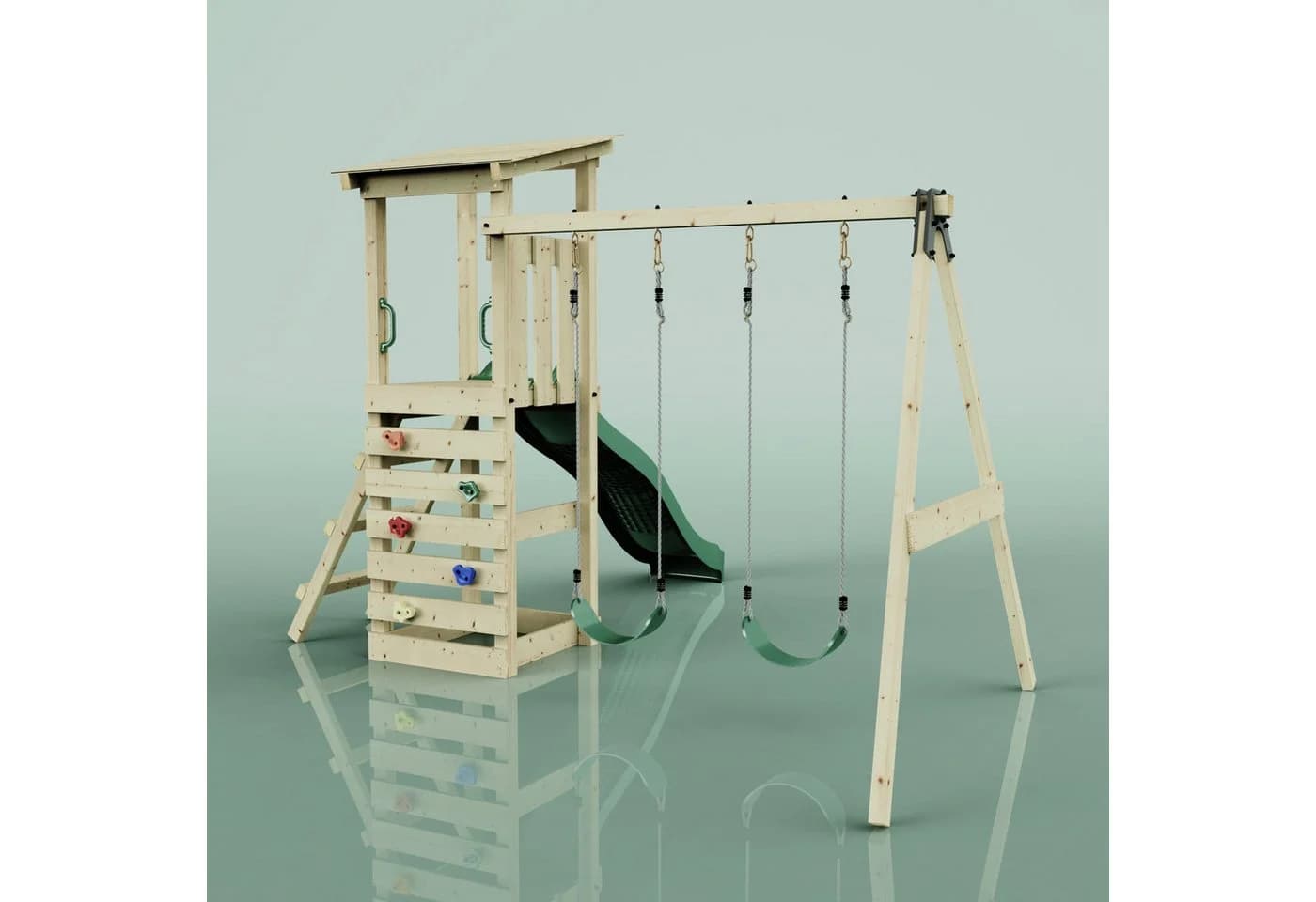 OutdoorToys Spielturm Neapel Holz Doppelschaukel Rutsche Kletterwand - Bild 5