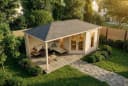 Alpholz Gartenhaus Liwa 5-Eck Set 614x317cm Naturbelassen Bild 4