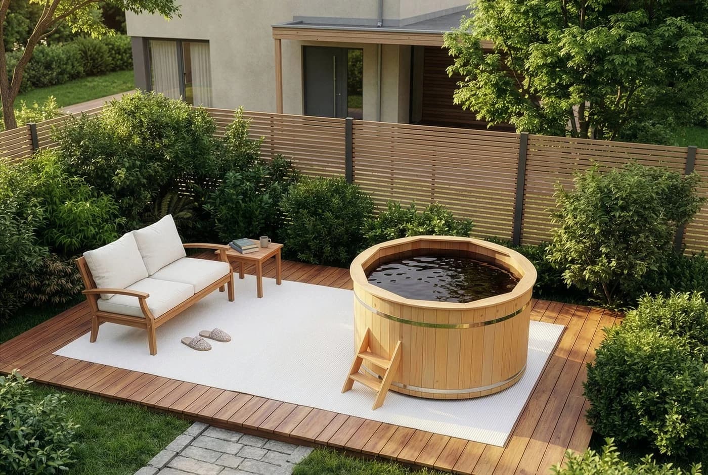 FinnTherm Badebottich Bergen 4 Personen Natur Fichte