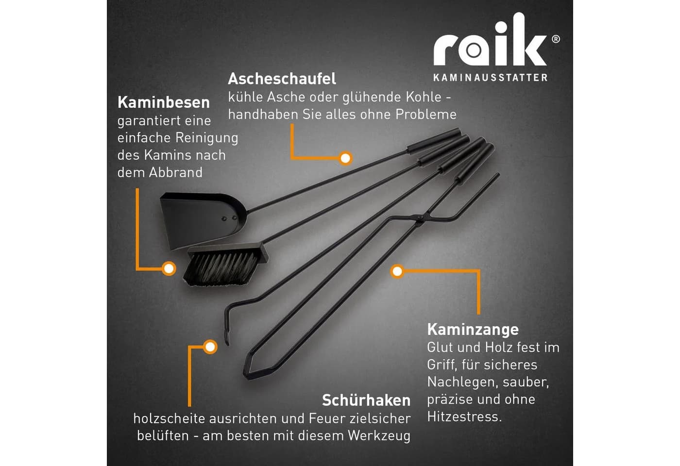 Raik Kaminbesteck Oskar Set 5-teilig Bronze - Bild 3