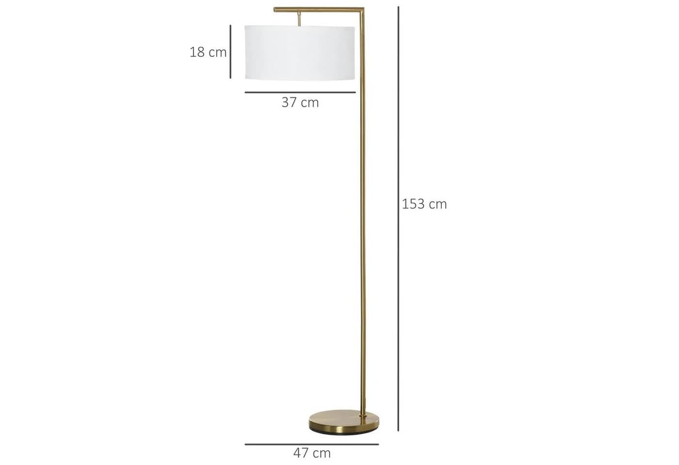 HOMCOM Stehleuchte E27 Gold Weiß mit Fußschalter - Bild 3