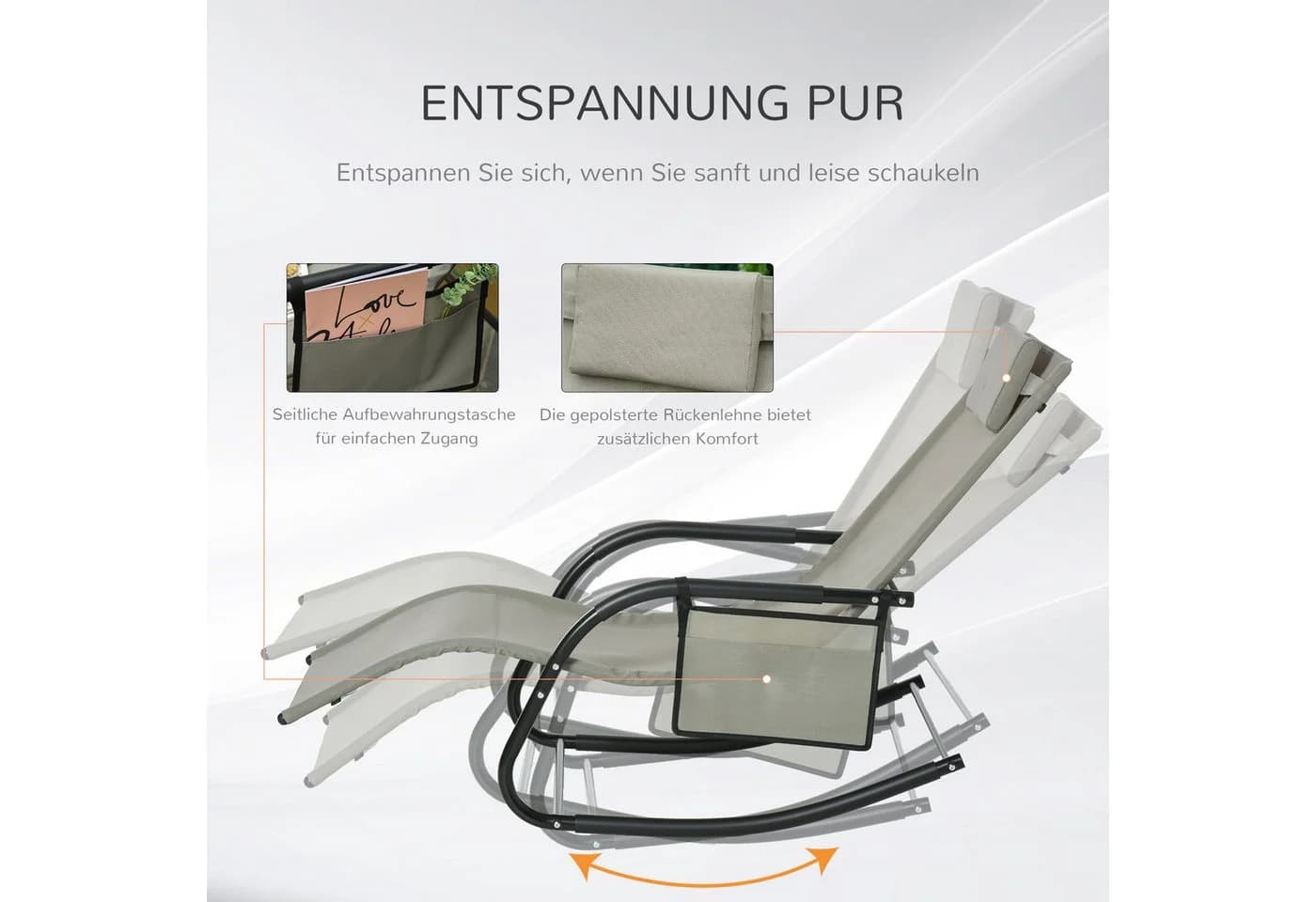 Outsunny Schaukelstuhl Metall atmungsaktives Mesh - Bild 5