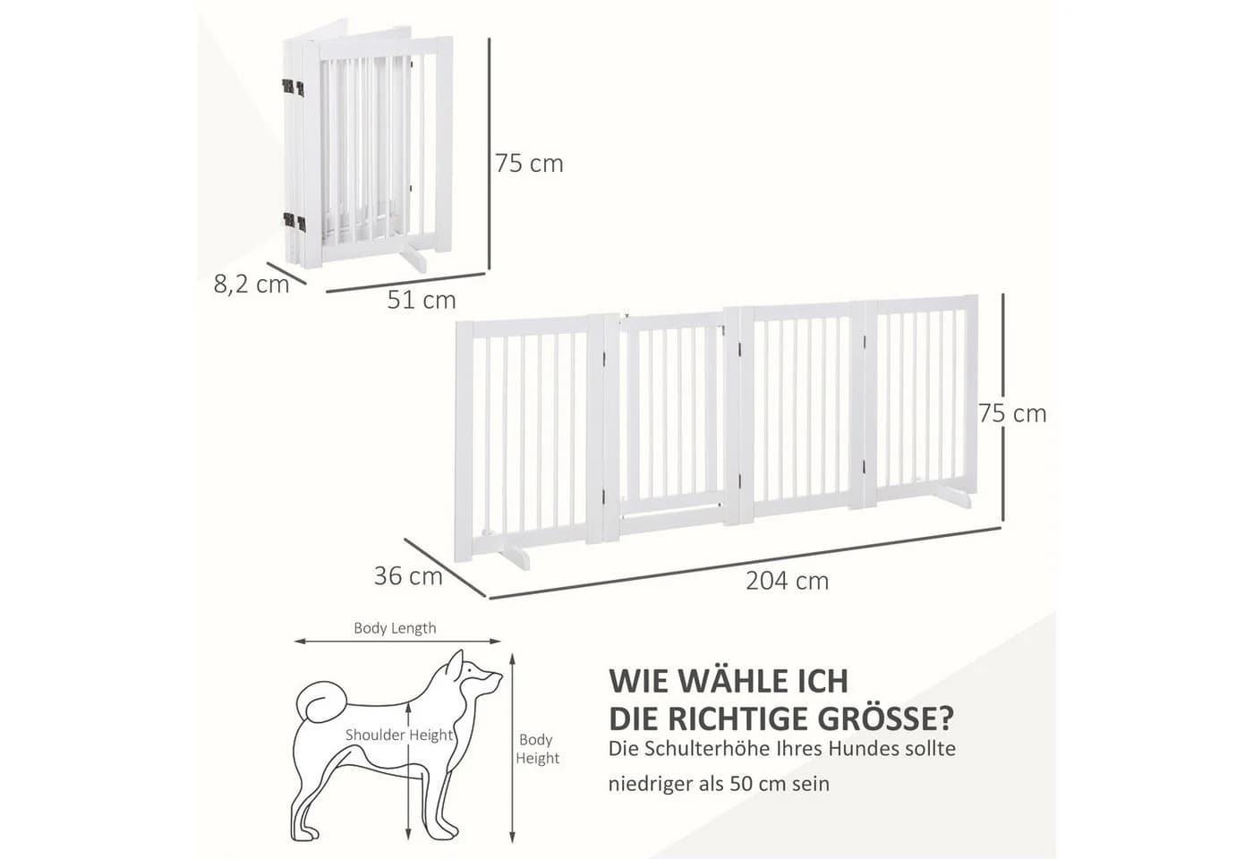 PawHut Hundegitter aus Kiefernholz mit Tür und 4 Paneelen - Bild 3
