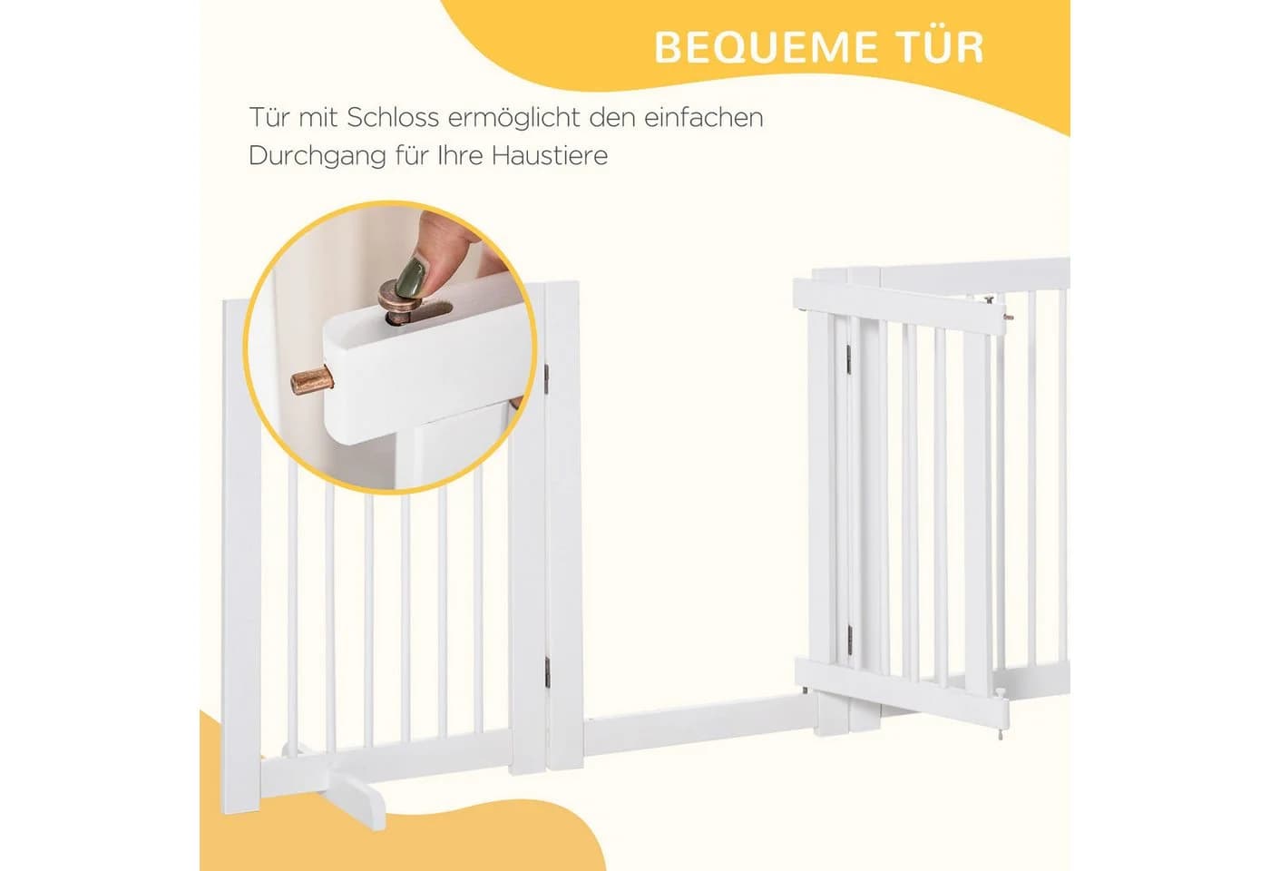 PawHut Hundegitter aus Kiefernholz mit Tür und 4 Paneelen - Bild 5