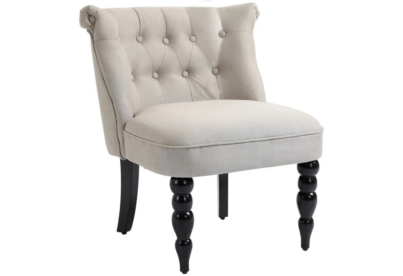 HOMCOM Vintage Sessel Polstersessel mit Knopfdesign Leinen