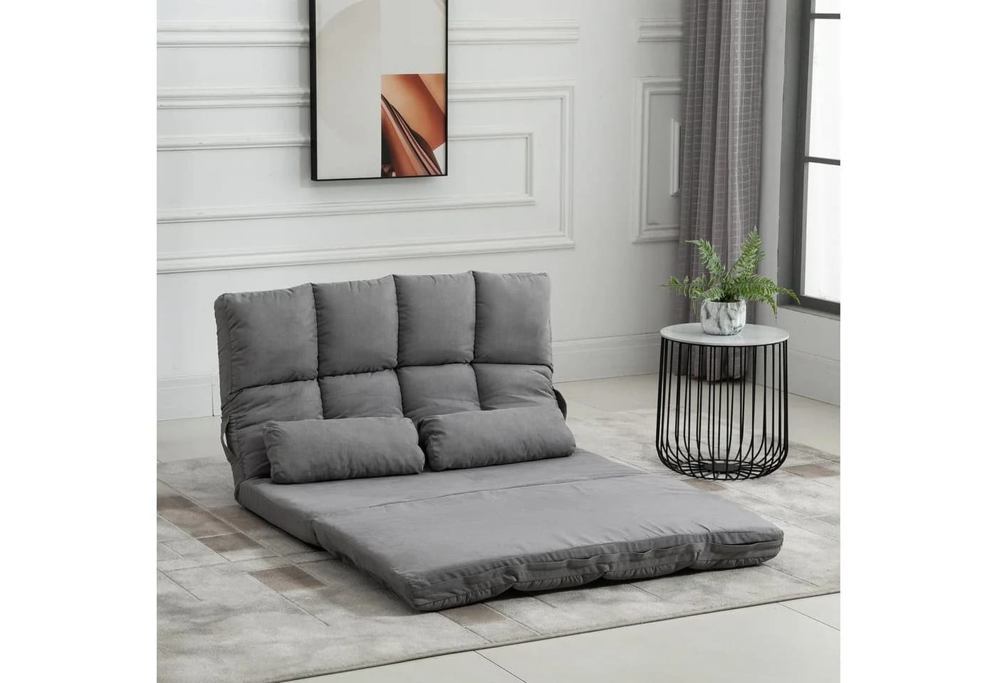 HOMCOM Relaxsessel Grau 2-in-1 mit Rückenlehne und Klappbett - Bild 2