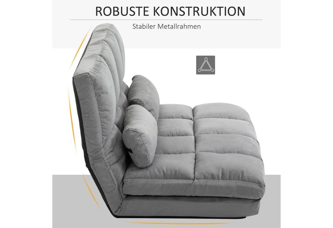 HOMCOM Relaxsessel Grau 2-in-1 mit Rückenlehne und Klappbett - Bild 5
