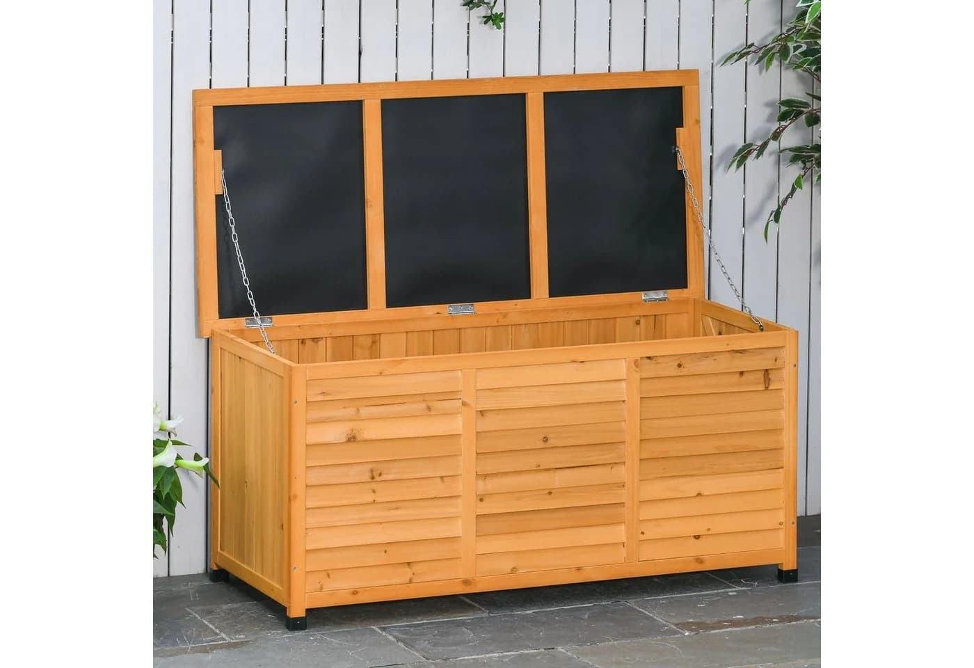 Outsunny Gartenbox Gelb Wetterfest Fichtenholz Aufbewahrungsbox - Bild 2