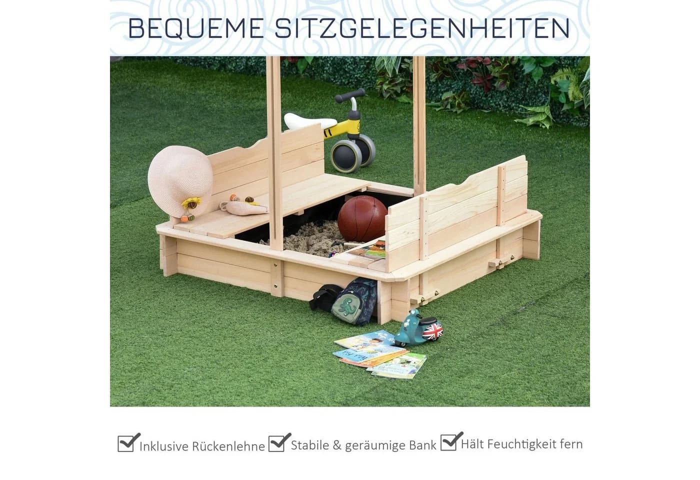 Outsunny Sandkasten mit Dach Felix Kindersandkasten - Bild 5