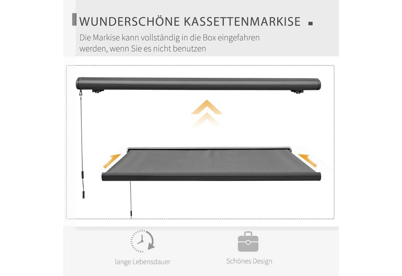 Outsunny Kassettenmarkise mit Fernbedienung Dunkelgrau - Bild 5