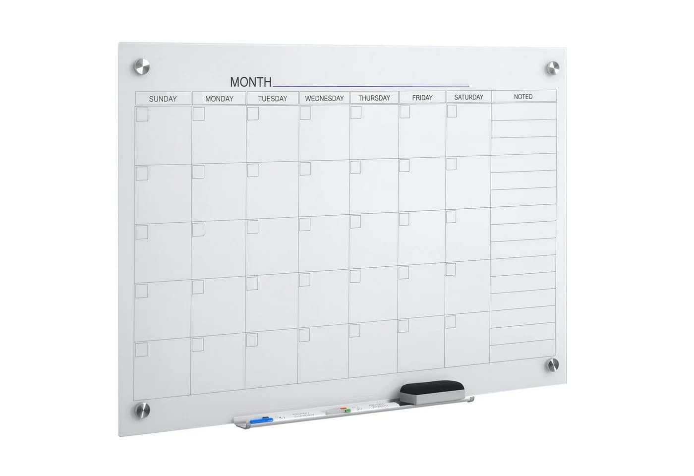 Vinsetto Memoboard Glas Weiß mit Stifthalter und Zubehör