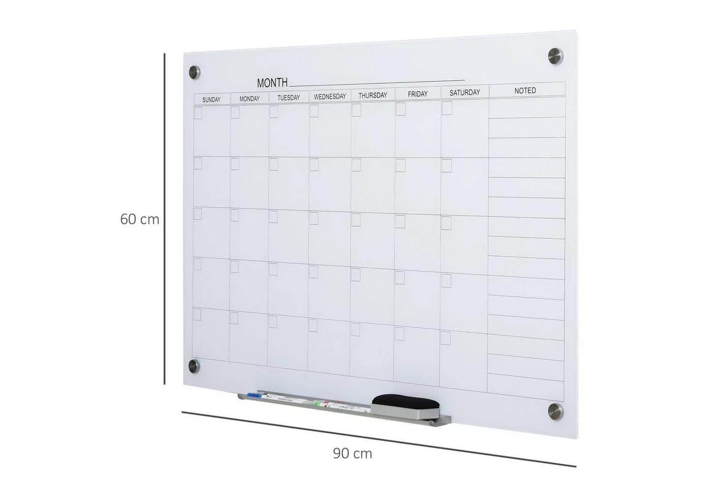 Vinsetto Memoboard Glas Weiß mit Stifthalter und Zubehör - Bild 3