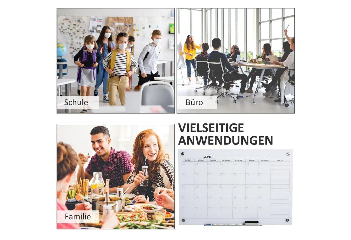 Vinsetto Memoboard Glas Weiß mit Stifthalter und Zubehör - Bild 5