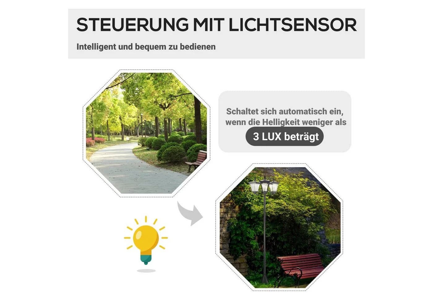 Outsunny Außen-Stehlampe Solar LED Schwarz Dimmbar - Bild 4
