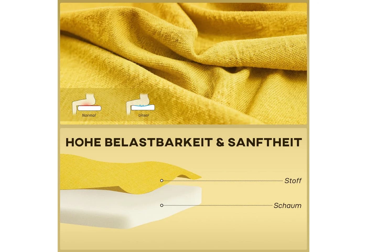 HOMCOM 2-Sitzer Loungesofa Gelb Holz - Bild 5