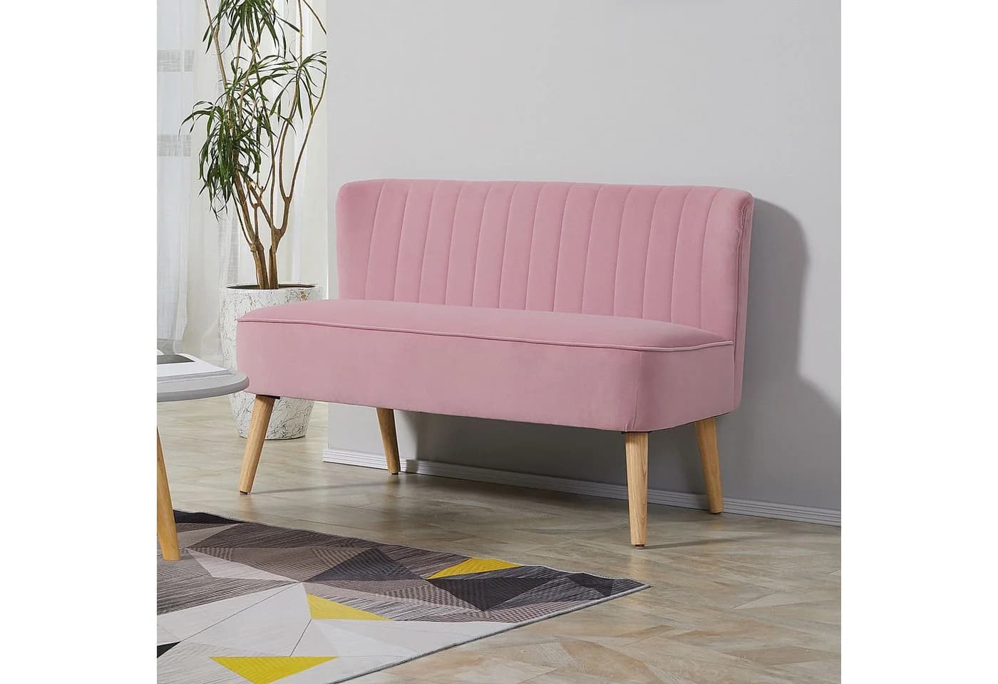HOMCOM 2-Sitzer Sofa Loveseat Rosa Skandi Design - Bild 2