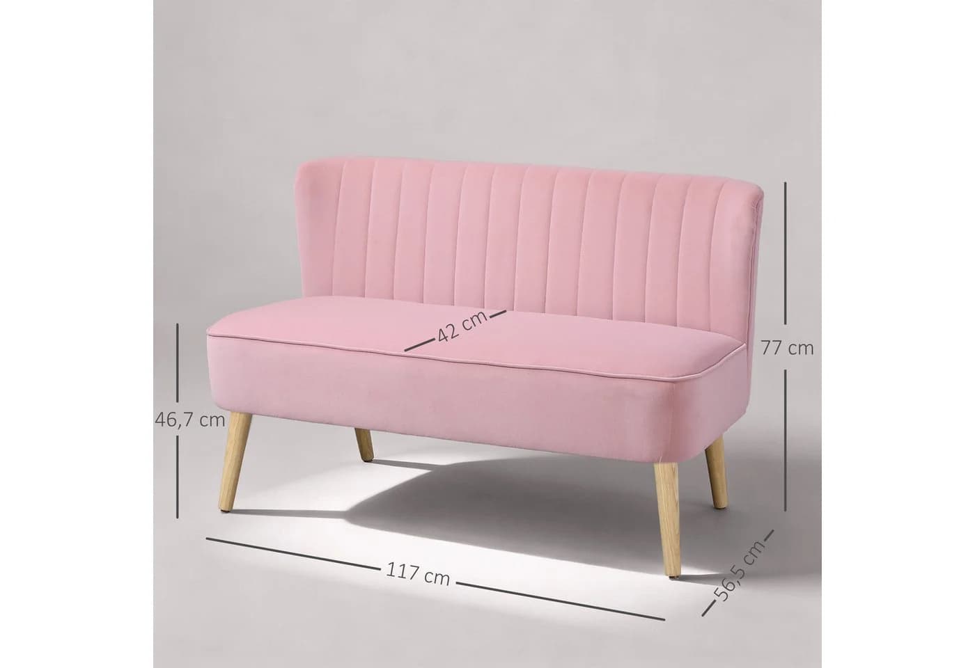 HOMCOM 2-Sitzer Sofa Loveseat Rosa Skandi Design - Bild 3