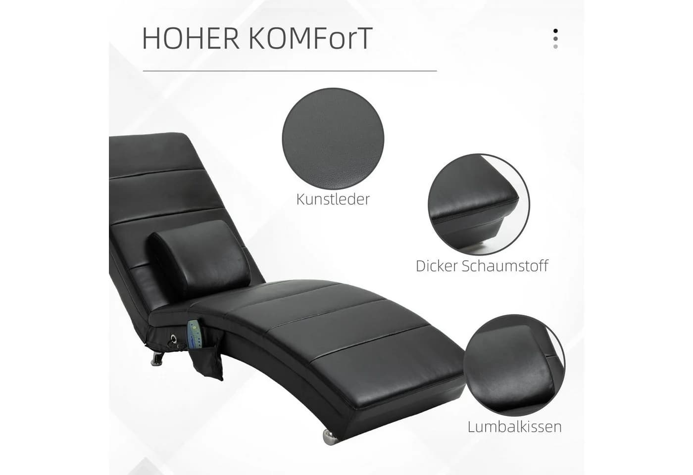 HOMCOM Massagesessel Relaxliege Schwarz mit Massagefunktion - Bild 4