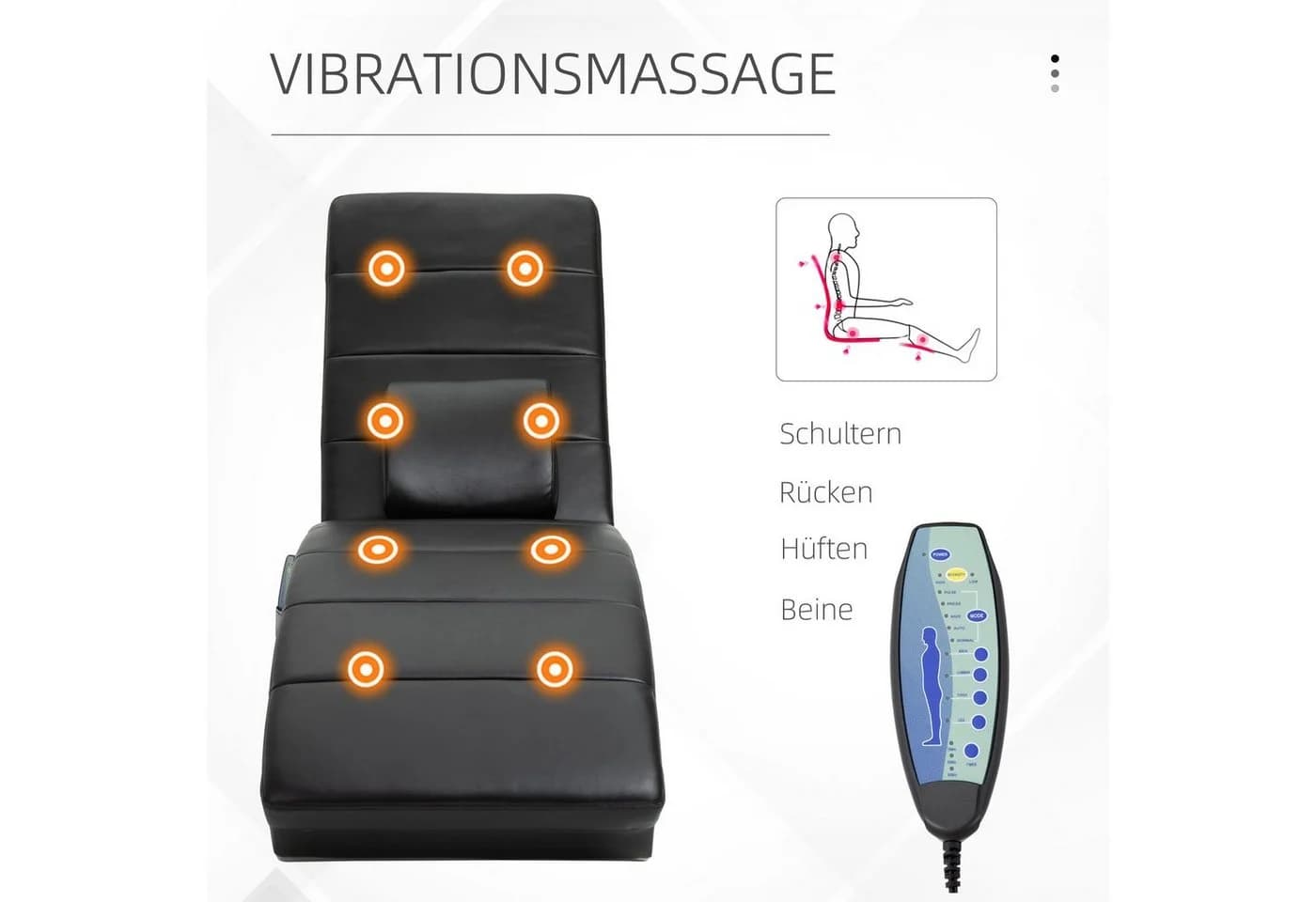 HOMCOM Massagesessel Relaxliege Schwarz mit Massagefunktion - Bild 5