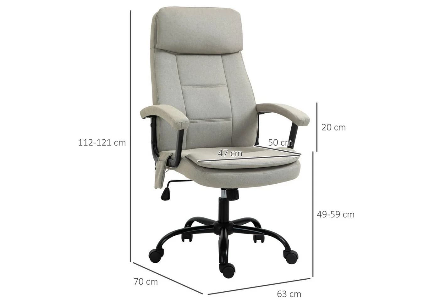 Vinsetto Schreibtischstuhl Beige mit Massagefunktion und USB-Anschluss - Bild 3