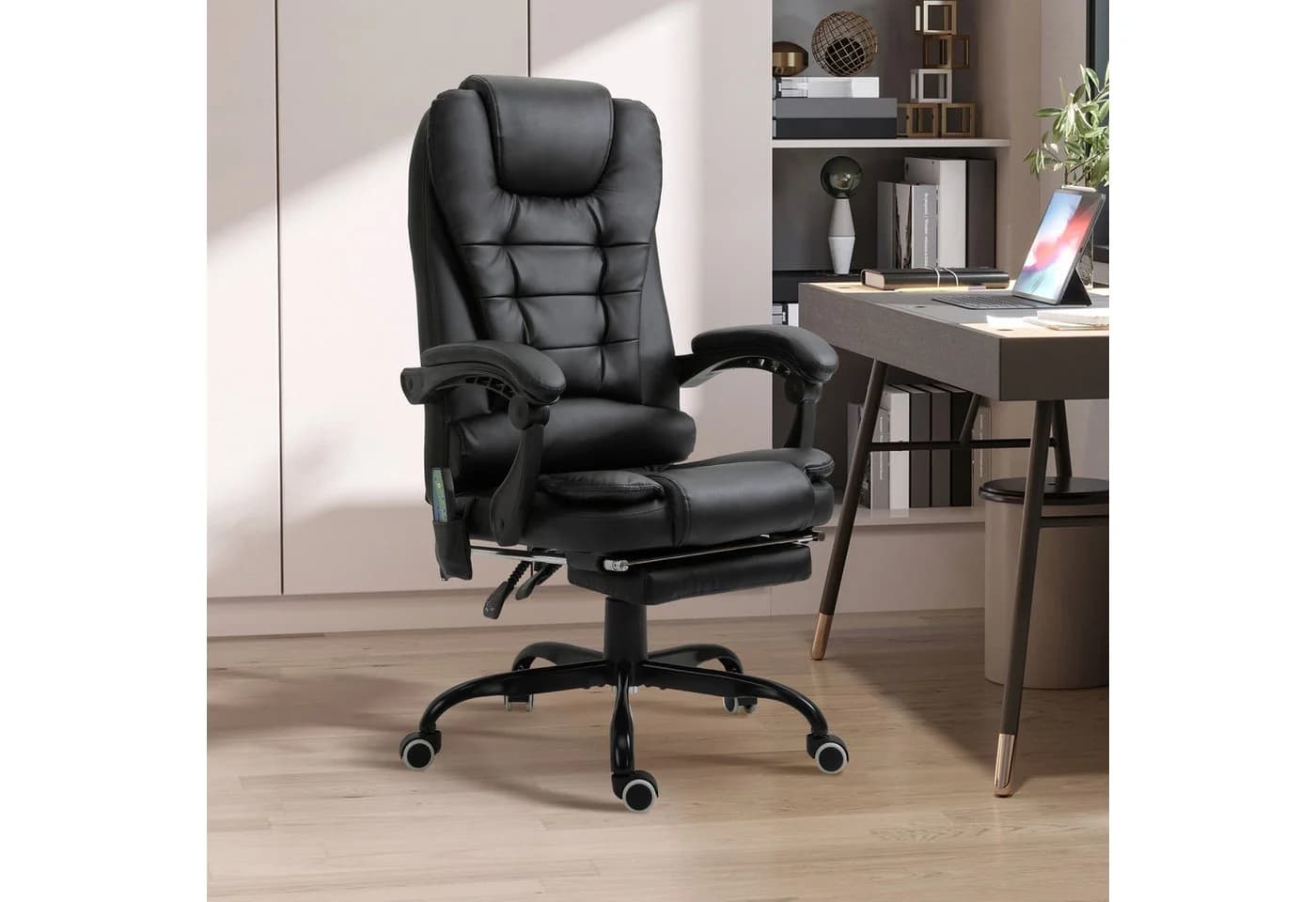 Vinsetto Massage-Bürostuhl Schwarz mit 7 Massagepunkten & Fußstütze - Bild 2