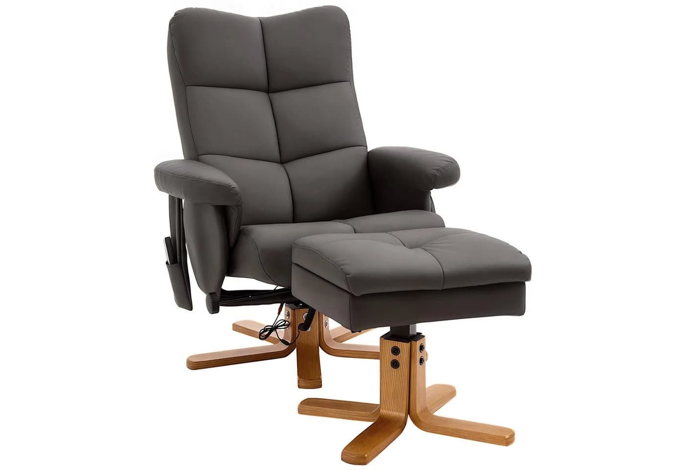 HOMCOM Massagesessel Fernsehsessel mit Fußhocker, Kunstleder, Braun