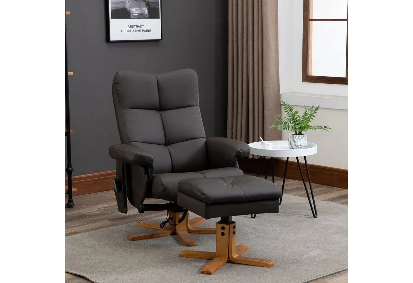 HOMCOM Massagesessel Fernsehsessel mit Fußhocker, Kunstleder, Braun - Bild 2