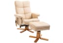 HOMCOM Massagesessel Fernsehsessel mit Fußhocker Kunstleder Cremeweiß Bild 1
