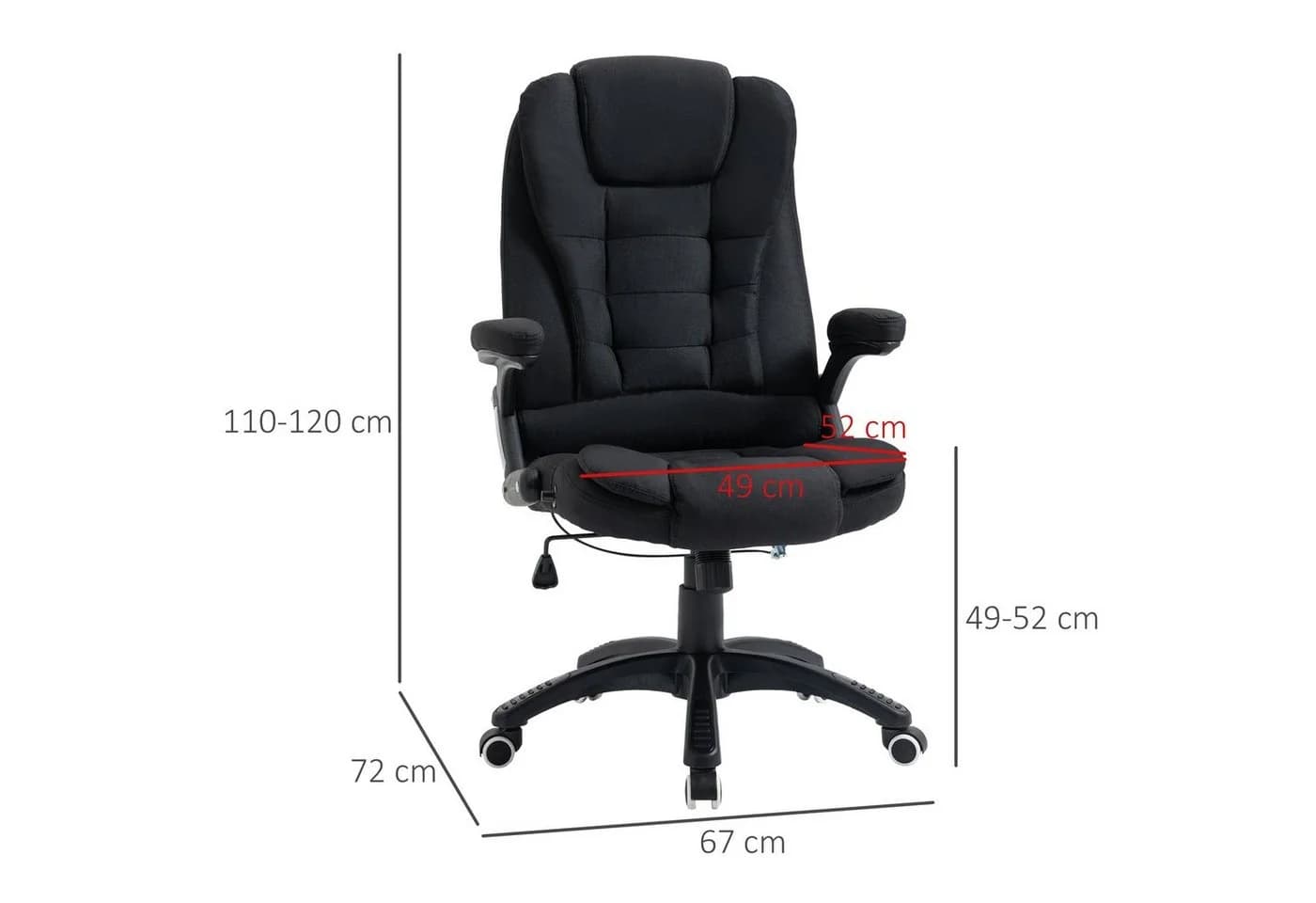 Vinsetto Bürostuhl Ergonomisch Schwarz Atmungsaktiv - Bild 5