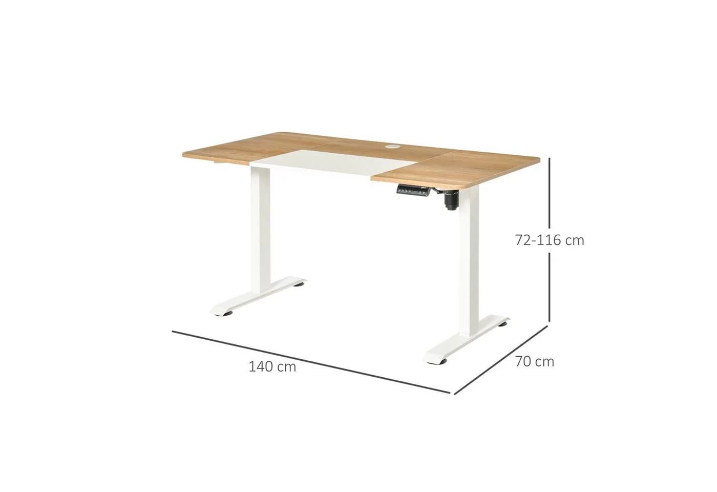 Vinsetto Elektrischer Schreibtisch Höhenverstellbar 140x70 cm Natur/Weiß - Bild 3