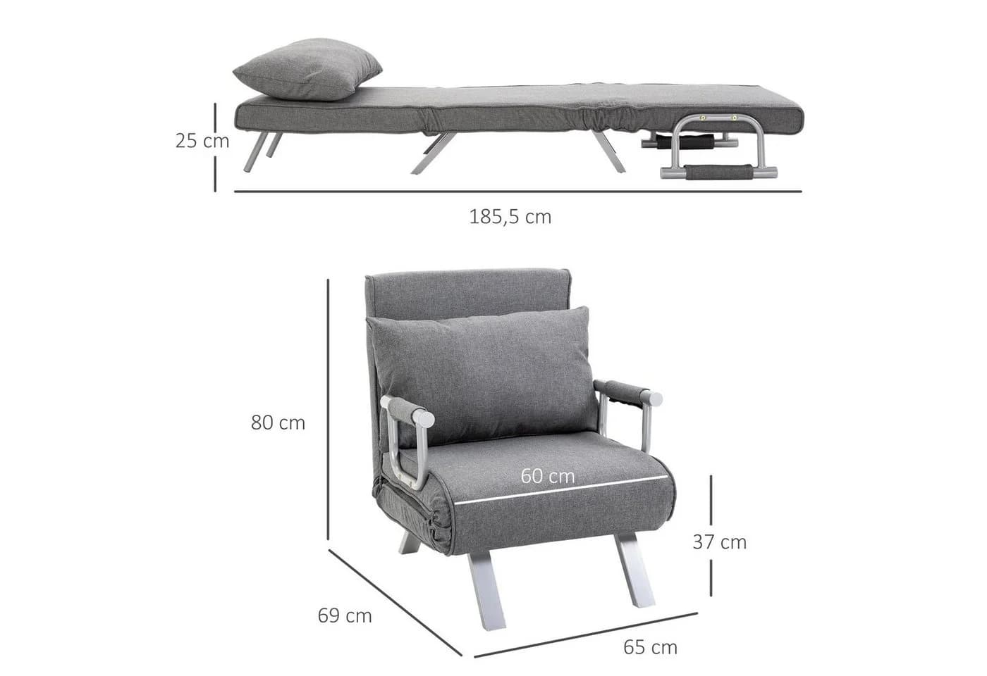 HOMCOM 3-in-1 Gästebett Hellgrau mit Schlaffunktion - Bild 3