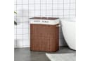 HOMCOM Wäschekorb 100L 2 Fächer Braun Weiß Bambus Metall Bild 2