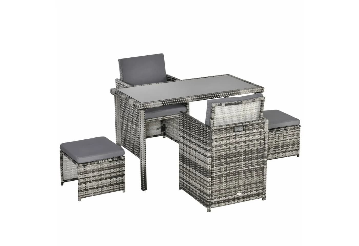 Outsunny 11-tlg. Sitzgruppe Schwarz Polyrattan - Bild 2