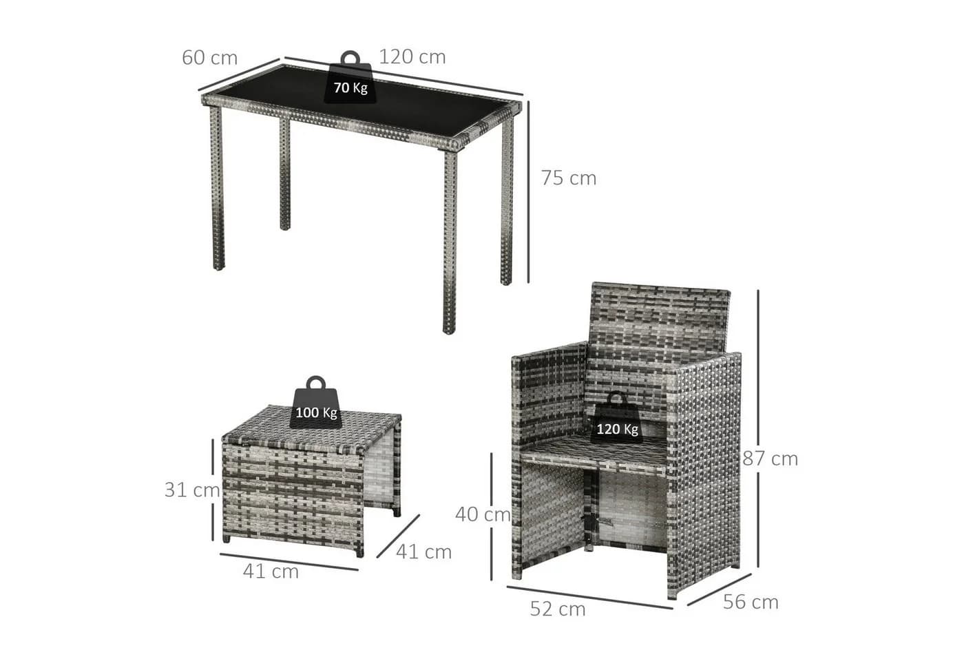 Outsunny 11-tlg. Sitzgruppe Schwarz Polyrattan - Bild 3