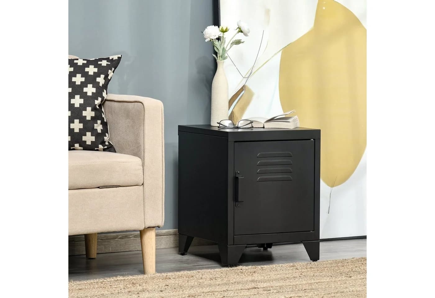 HOMCOM Nachttisch mit industriellem Design und Metallkonstruktion - Bild 4
