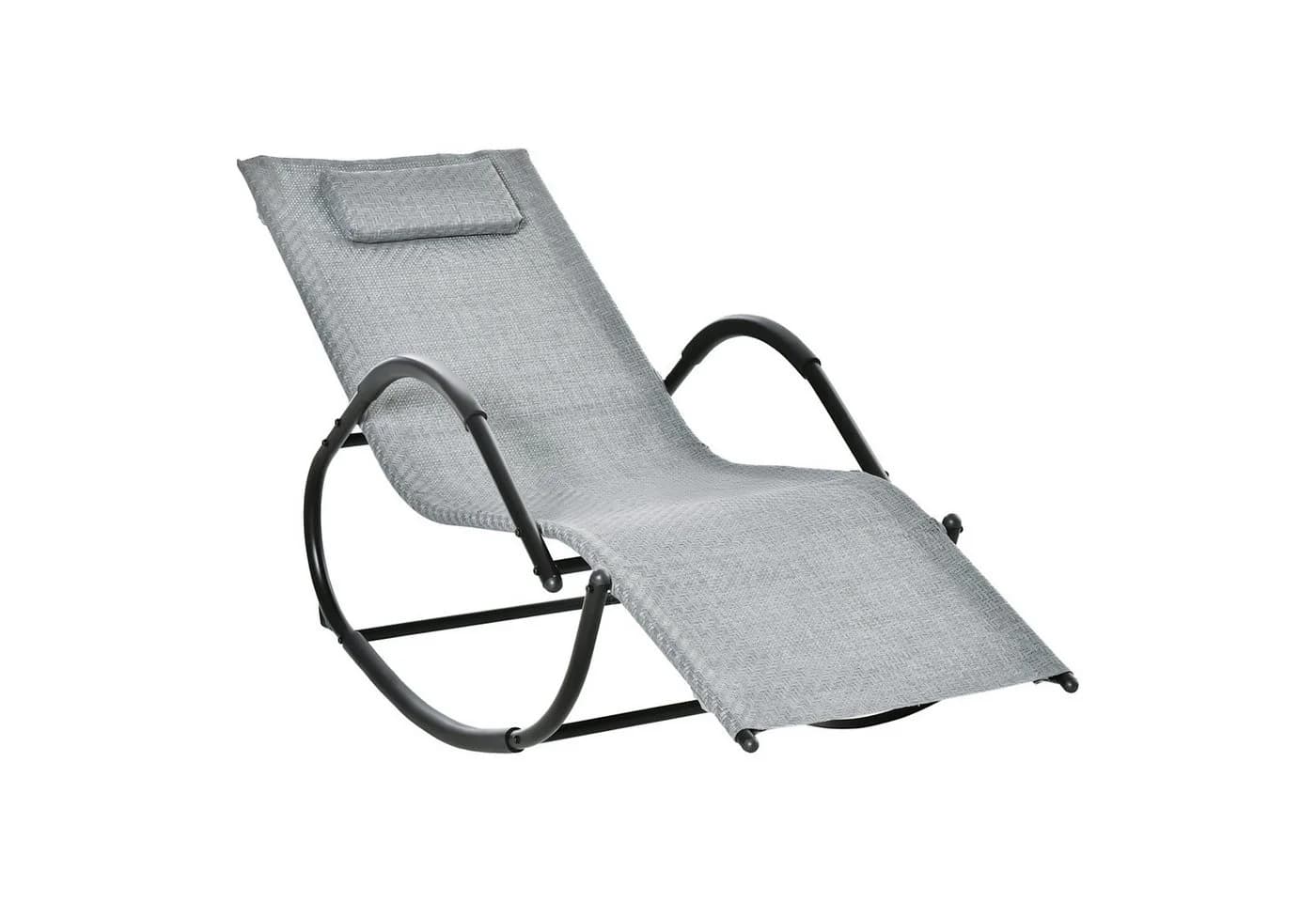 Outsunny Schaukelstuhl Grau Netzstoff Metall bis 160 kg