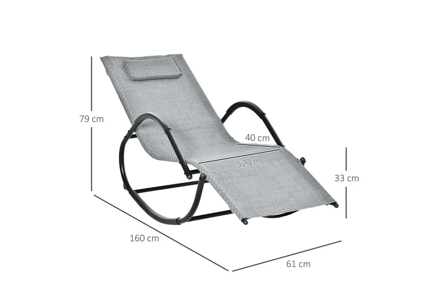 Outsunny Schaukelstuhl Grau Netzstoff Metall bis 160 kg - Bild 3