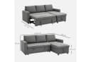 HOMCOM Ecksofa Leinen-Touch mit Schlaffunktion und Chaiselongue, L-Form, Eckcouch, Hellgrau Bild 3