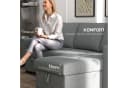 HOMCOM Ecksofa Leinen-Touch mit Schlaffunktion und Chaiselongue, L-Form, Eckcouch, Hellgrau Bild 5