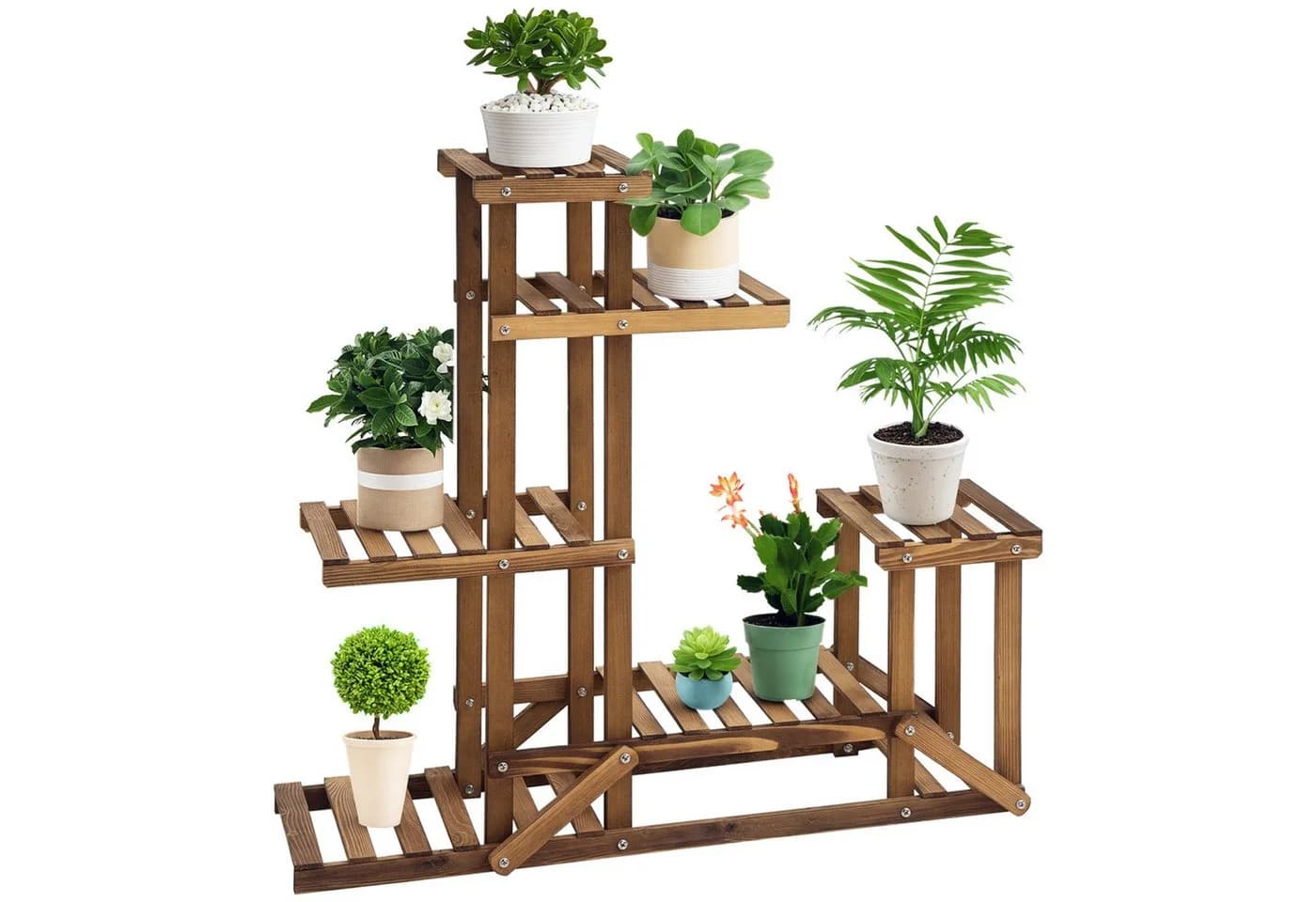 Outsunny Pflanzentreppe 6-stufig Massivholz Braun