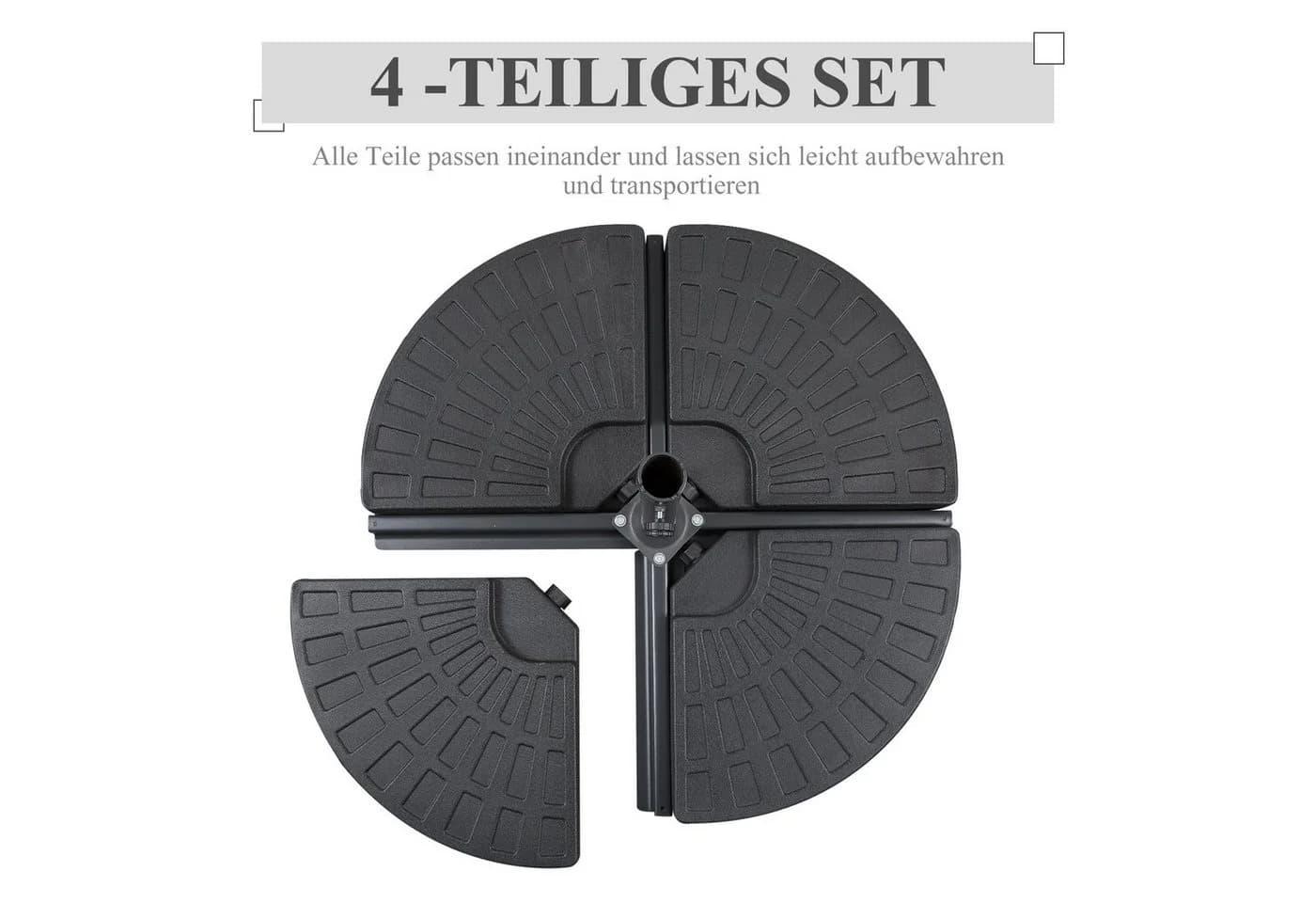 Outsunny Beschwerungsgewicht für Sonnenschirm mit Kreuzständer Schwarz HDPE - Bild 4