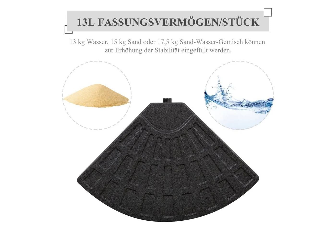 Outsunny Beschwerungsgewicht für Sonnenschirm mit Kreuzständer Schwarz HDPE - Bild 5