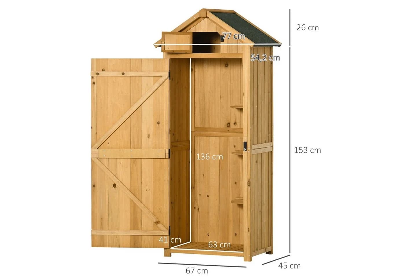 Outsunny Gerätehaus mit Regalböden Gelb/Grün - Bild 5