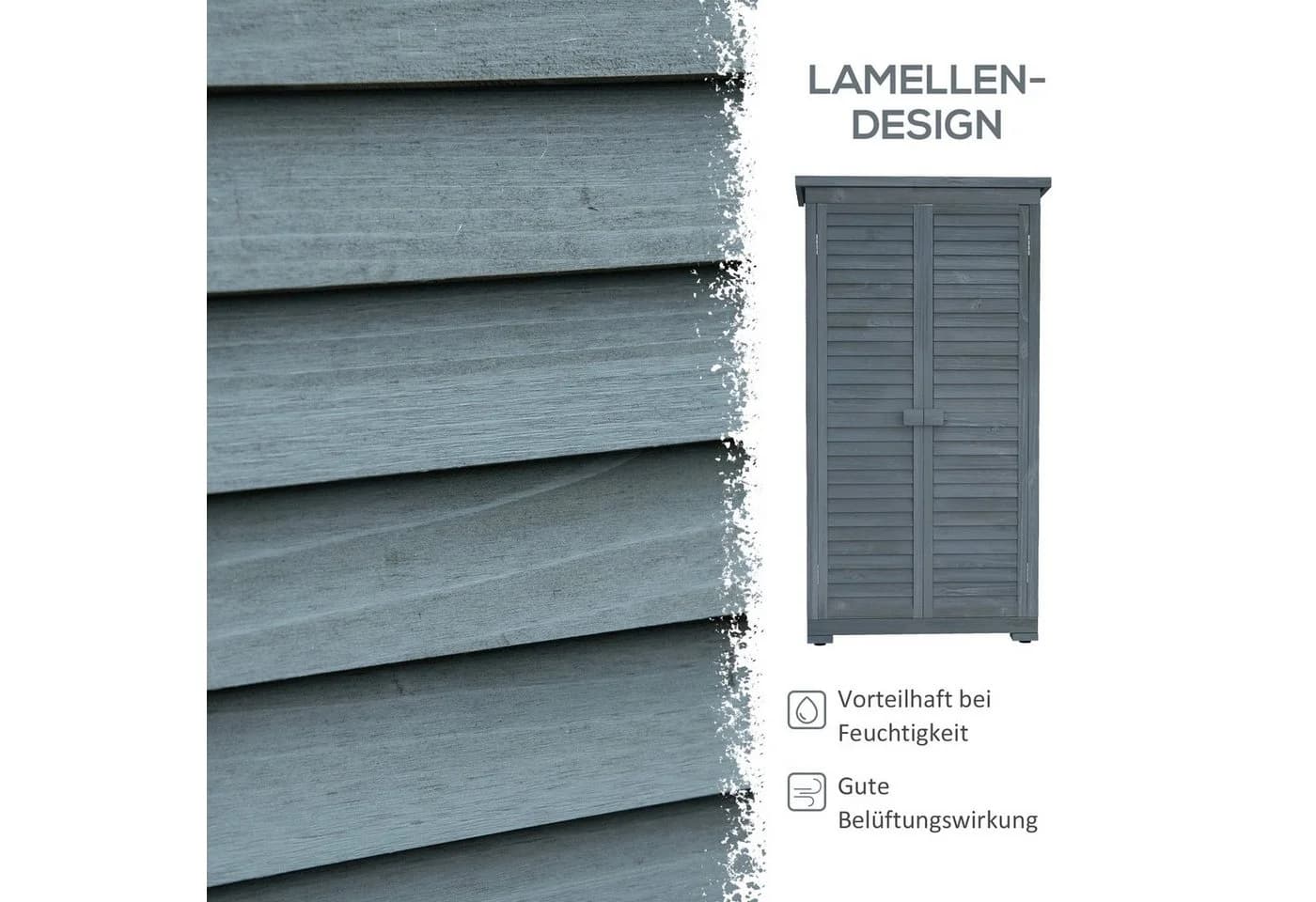Outsunny Gerätehaus mit Lamellentüren, 3 Regale, Wetterbeständig - Bild 4