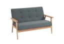 HOMCOM Zweisitzer Sofa Grau Leinenoptik Gummiholz Bild 1