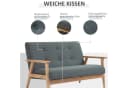 HOMCOM Zweisitzer Sofa Grau Leinenoptik Gummiholz Bild 4